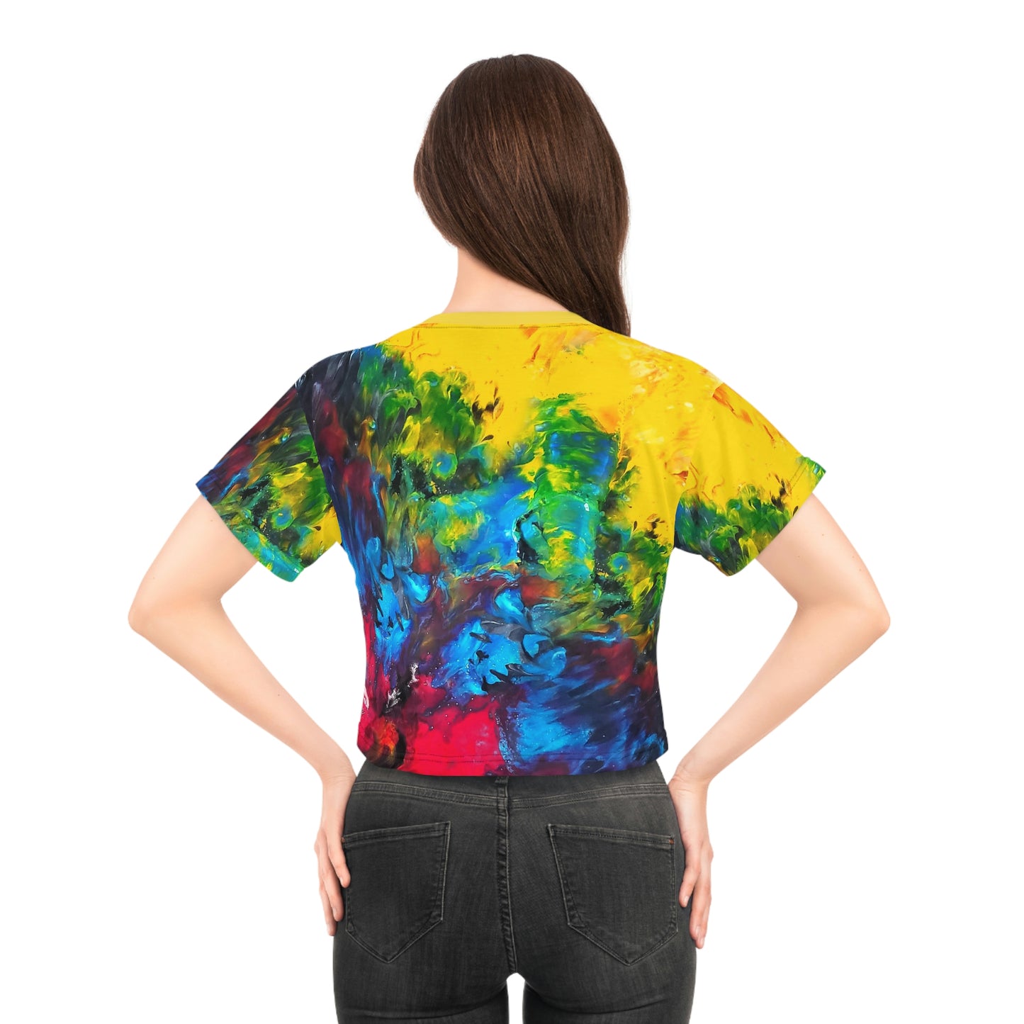 Colorful Paint Waves Cropped Tee