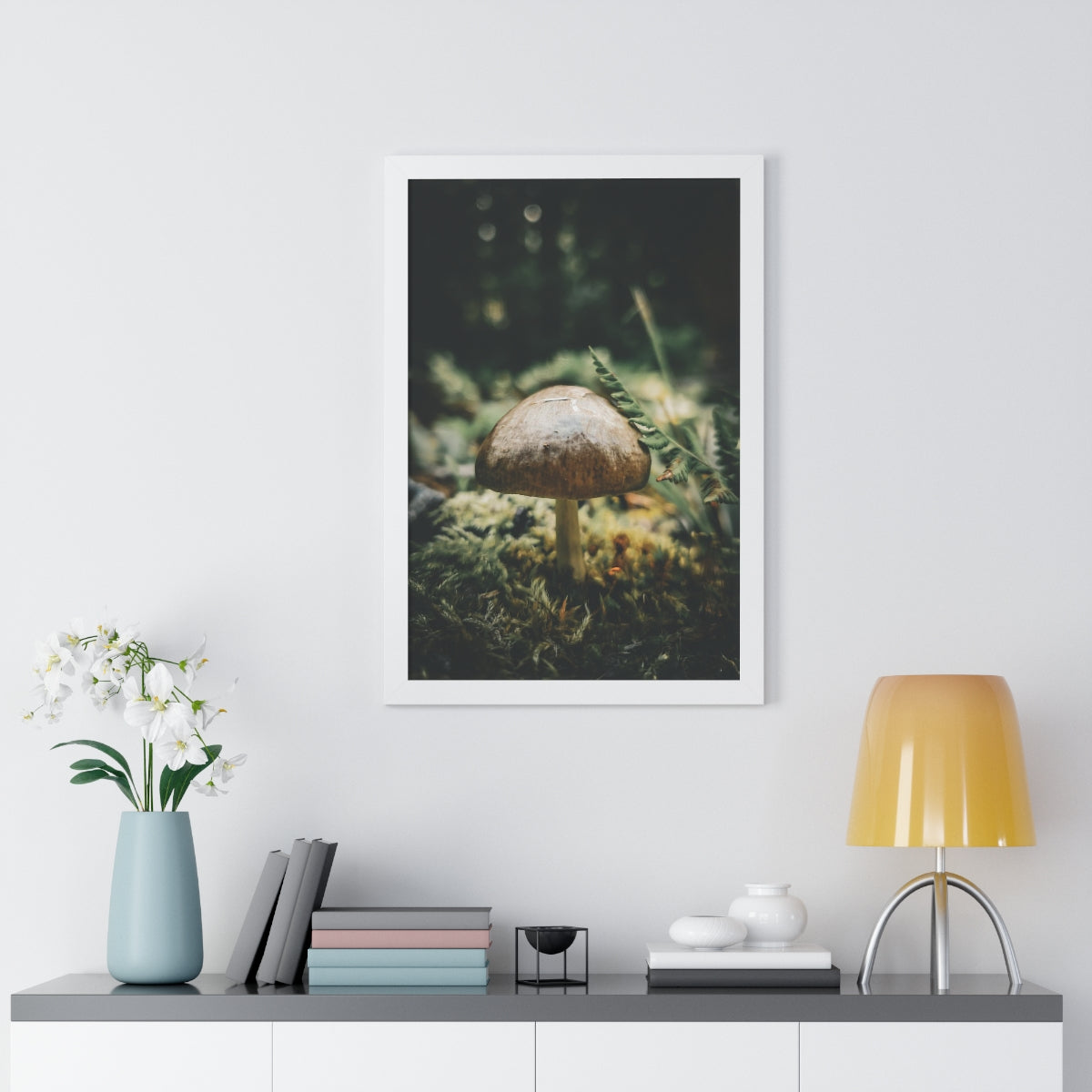 Mossy Mushroom House Framed Matte Print