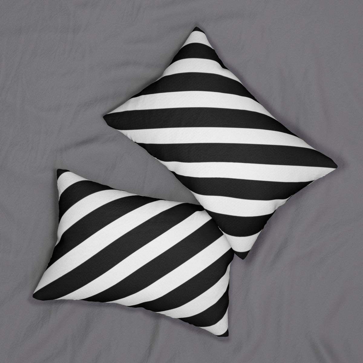 Black & White Diagonal Stripes Lumbar Pillow