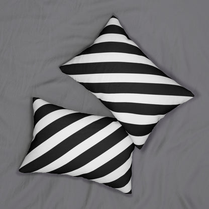 Black & White Diagonal Stripes Lumbar Pillow