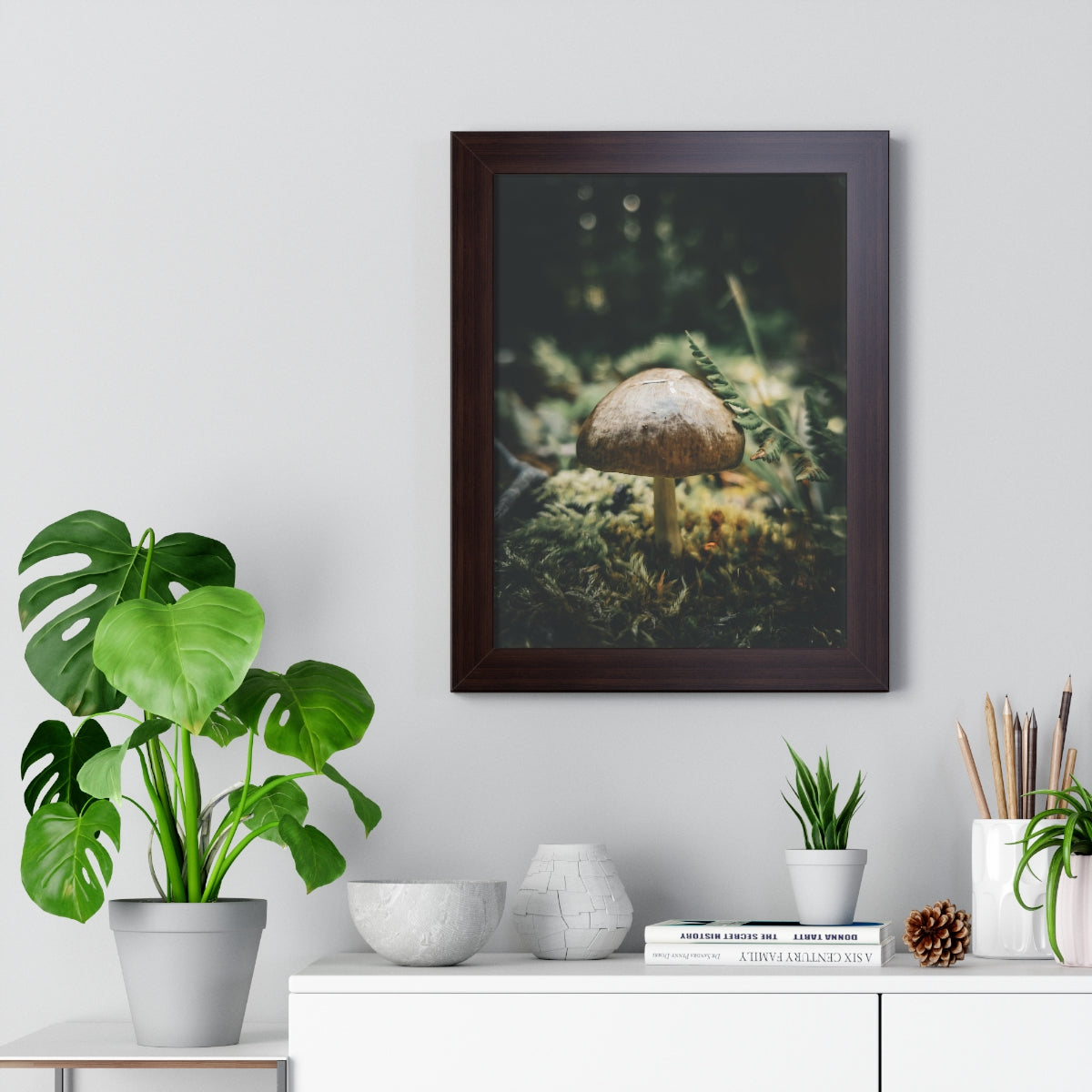 Mossy Mushroom House Framed Matte Print