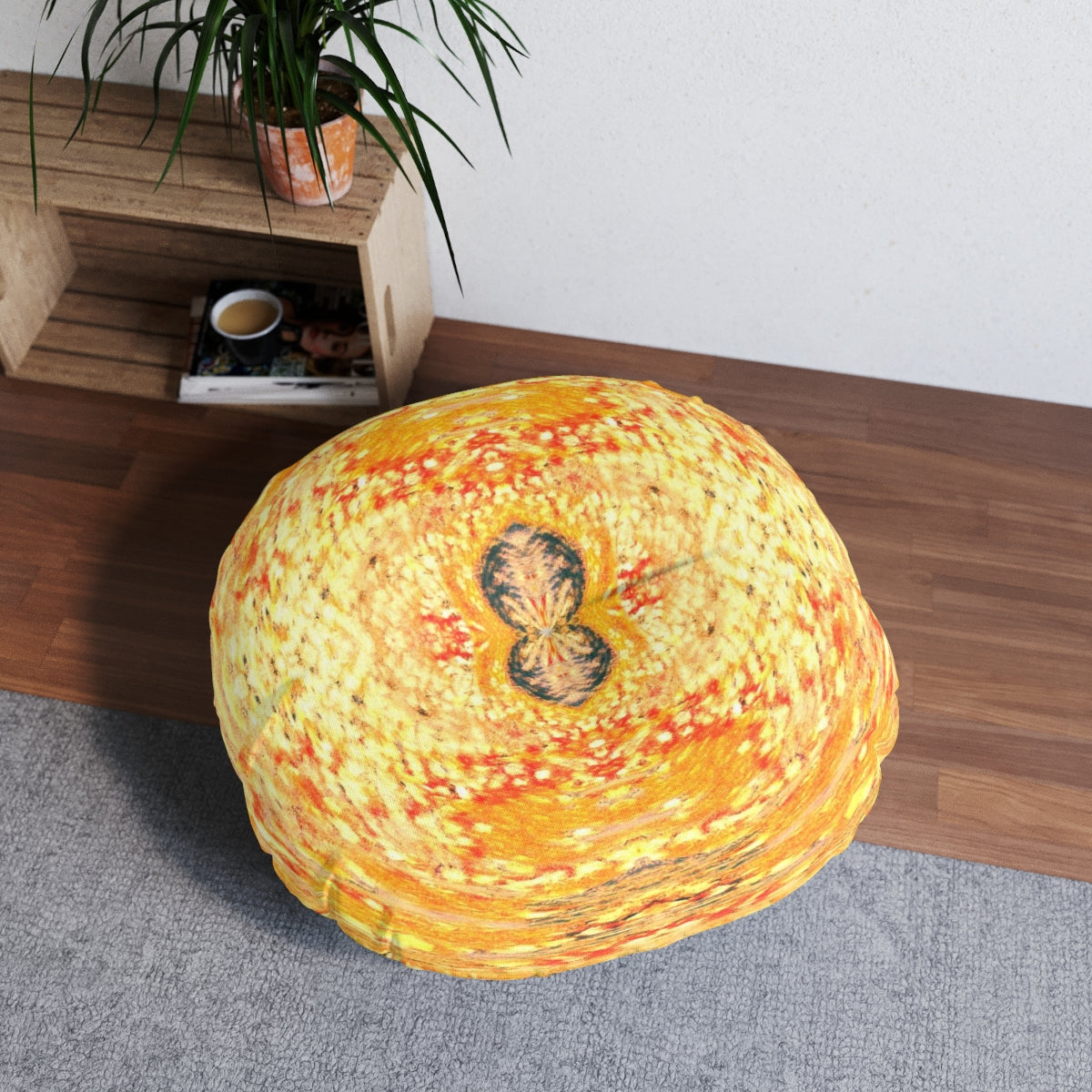 Fire Spirits Tufted Floor Pillow, Round