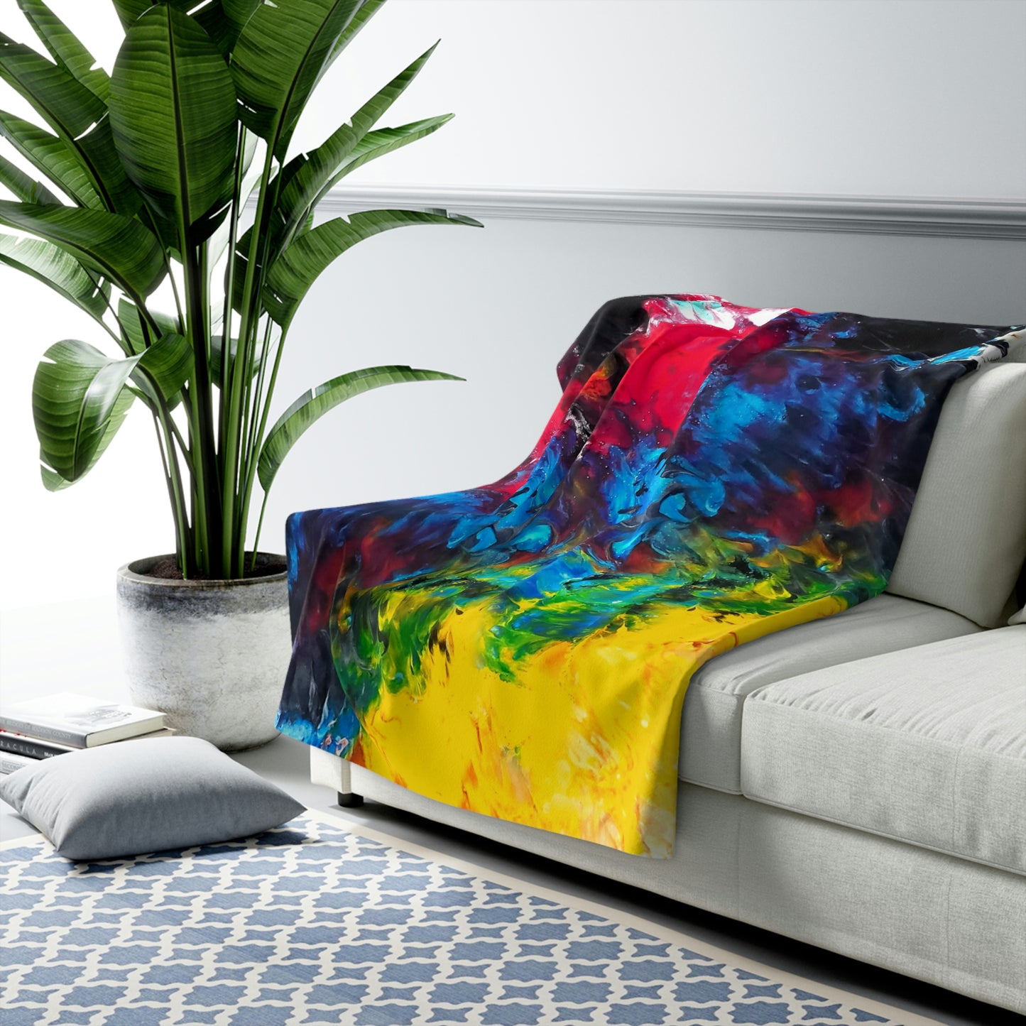 Colorful Paint Waves Sherpa Fleece Blanket