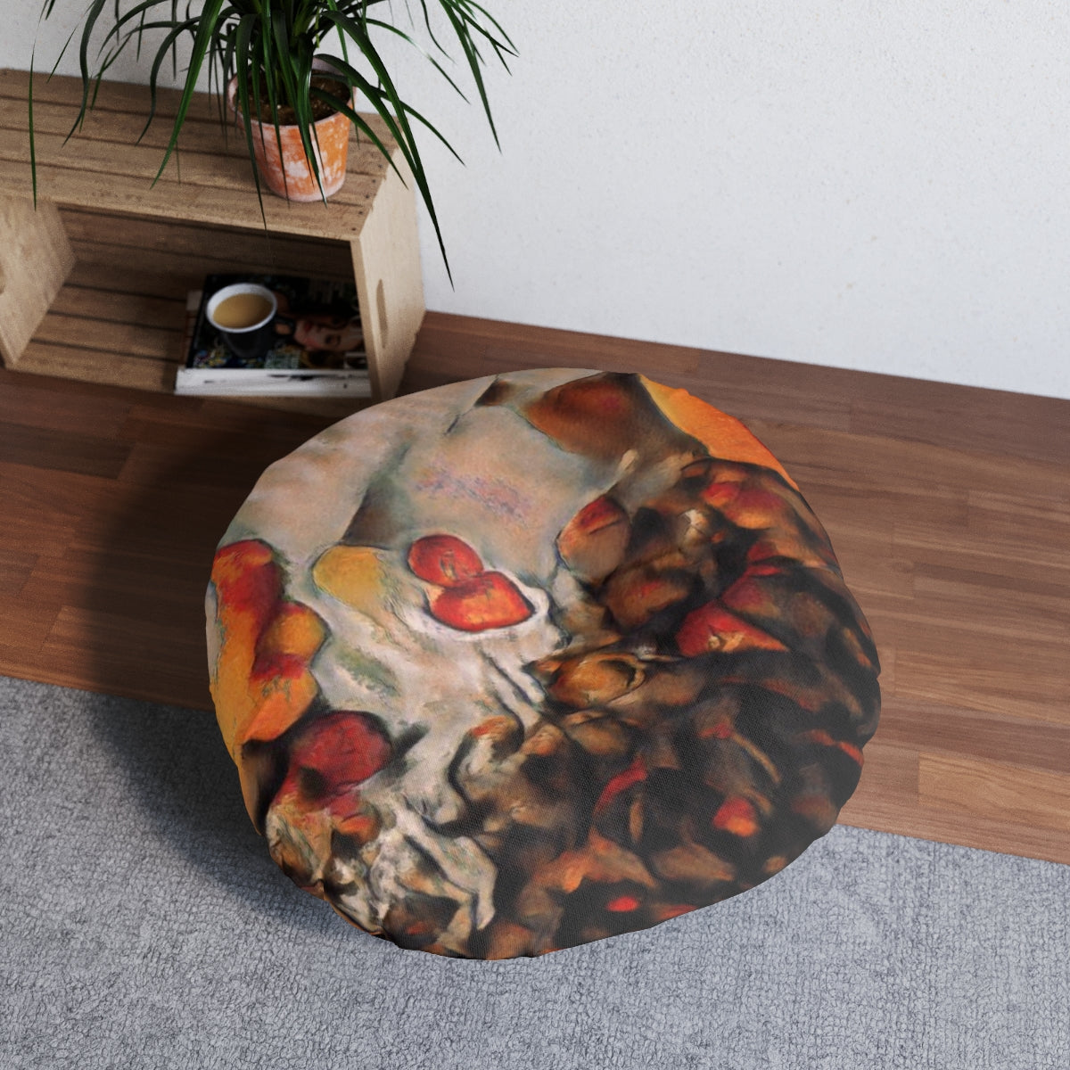 Burnt Umber Rocks Tufted Floor Pillow, Round