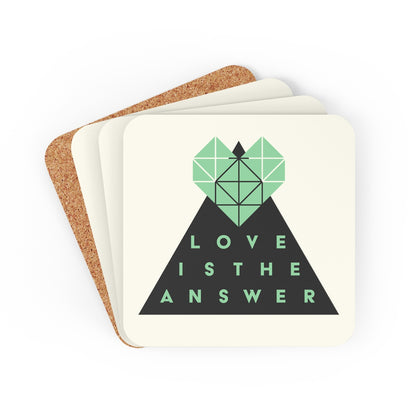 Love is the Answer 4-Piece Corkwood Coaster Set