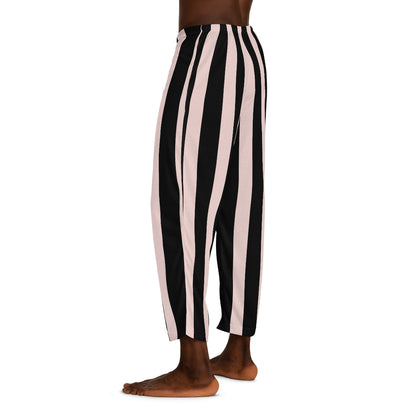 Gently Pink & Black Vertical Striped Men's Pajama Pants