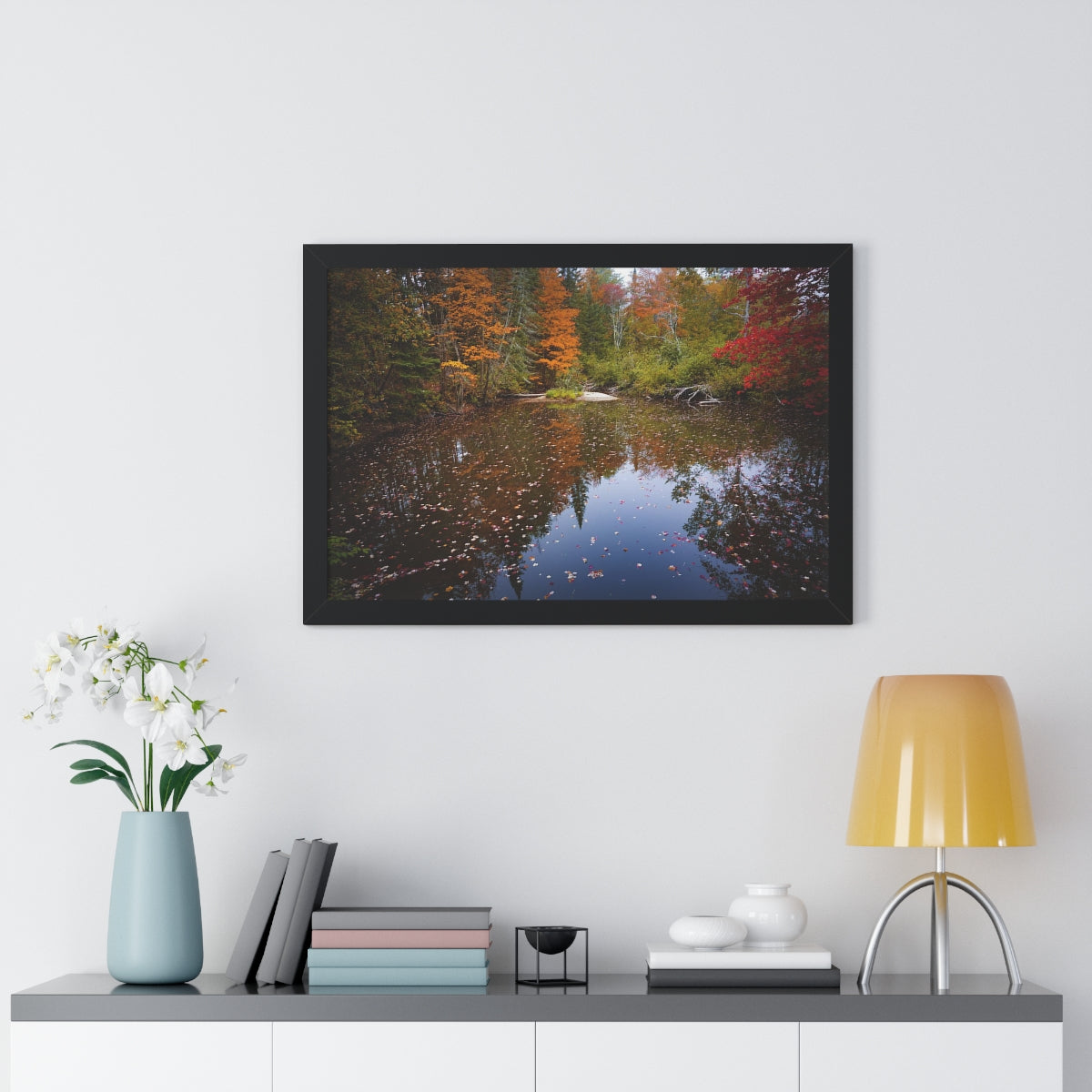 Maine Fall Foliage Waterscape Framed Matte Print