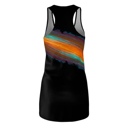 Rainbow Paint Stripe Slinky Racerback Dress