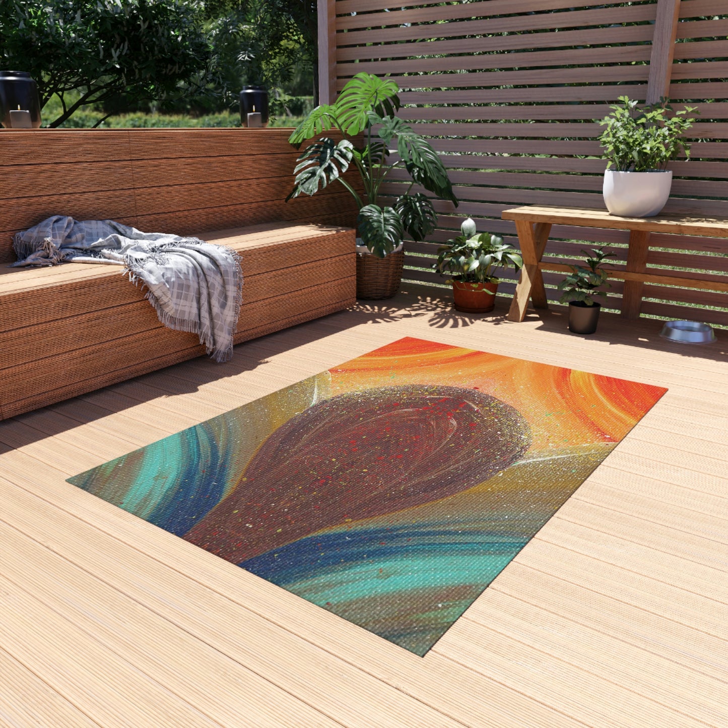 Flow of Magnetism Painting Outdoor Rug