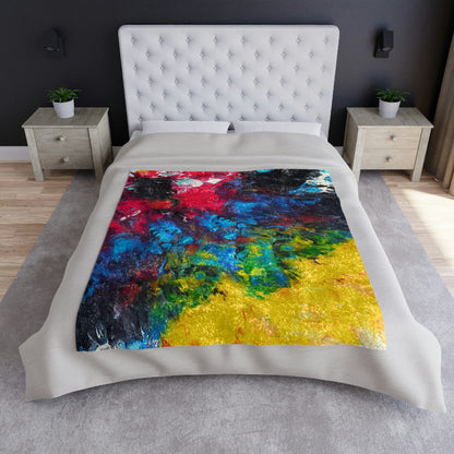 Colorful Paint Waves Crushed Velvet Blanket