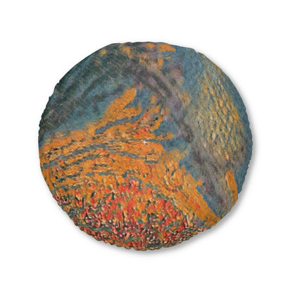 The Colors of Sunset Painting Tufted Floor Pillow, Round