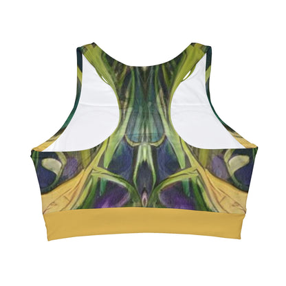 Green + Gold Art Nouveau Women's Full-Coverage Bikini Top