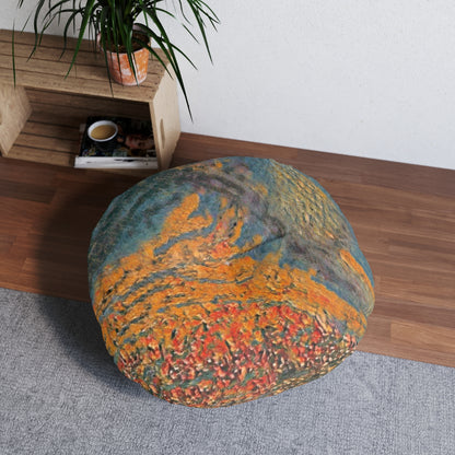 The Colors of Sunset Painting Tufted Floor Pillow, Round