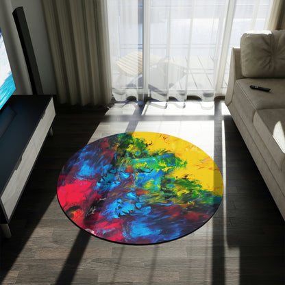 Colorful Paint Waves Round Rug