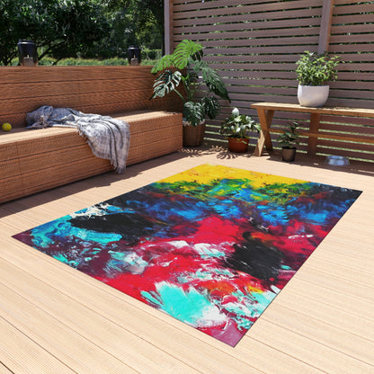 Colorful Paint Waves Outdoor Rug