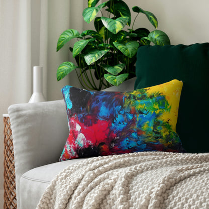 Colorful Paint Waves Lumbar Pillow