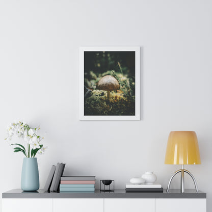 Mossy Mushroom House Framed Matte Print