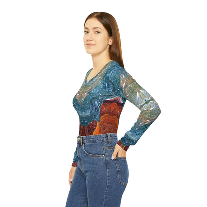 Cosmic Cell Division Women's Long Sleeve V-neck Shirt