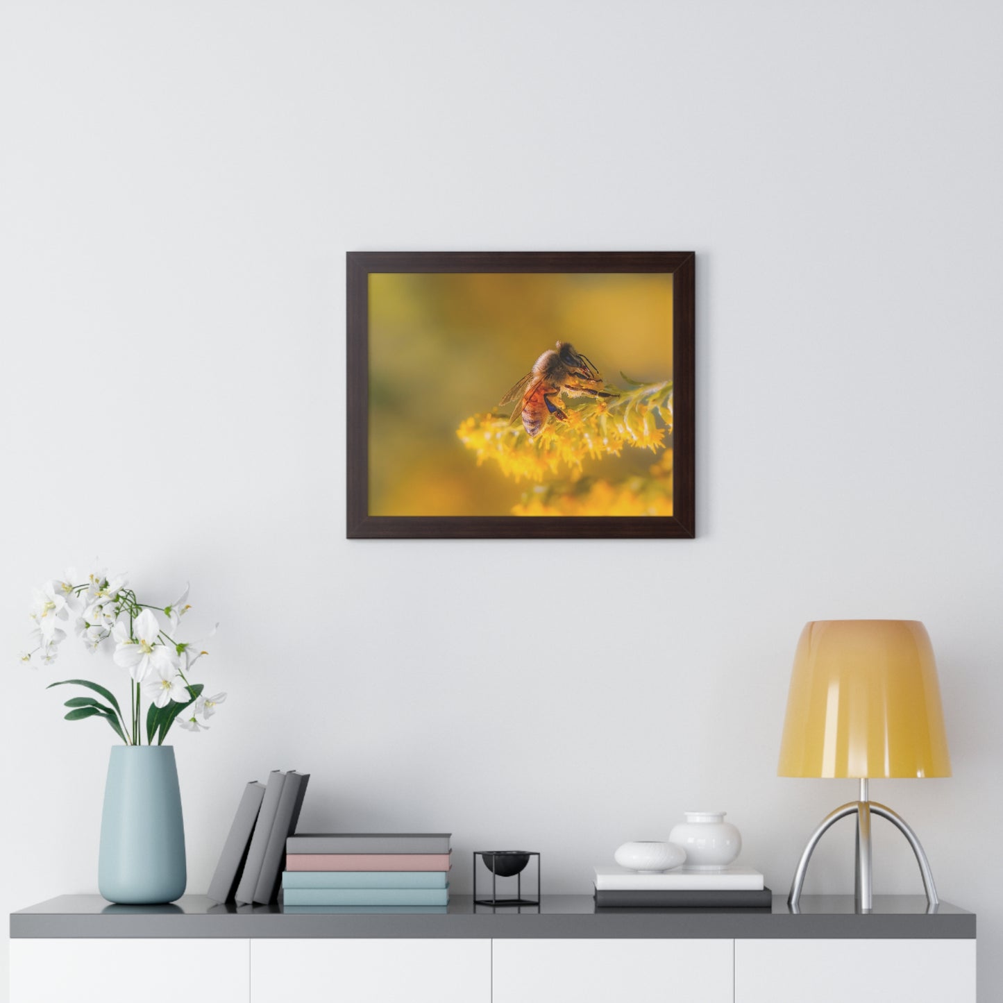 Golden Honey Bee Framed Matte Print