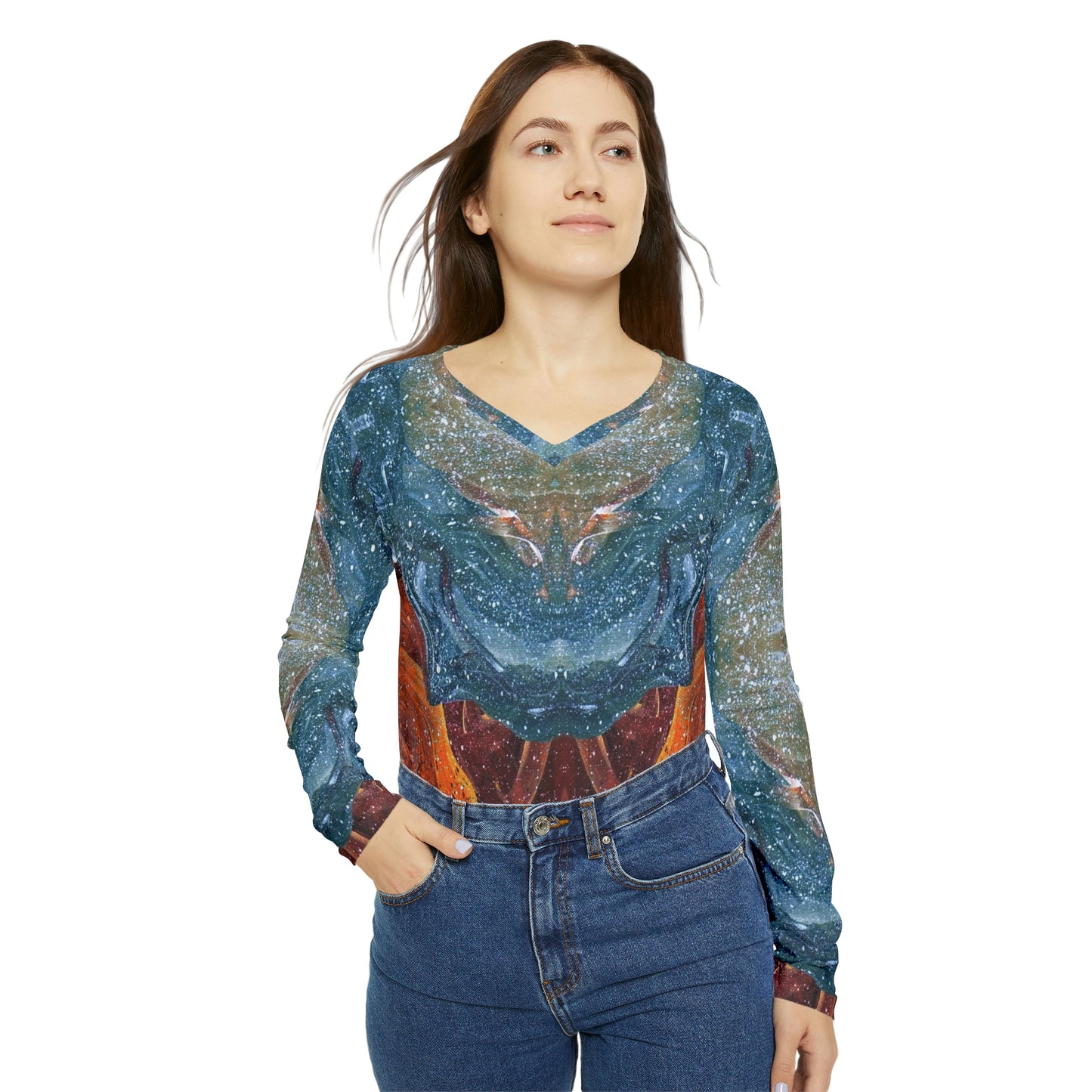 Cosmic Cell Division Women's Long Sleeve V-neck Shirt