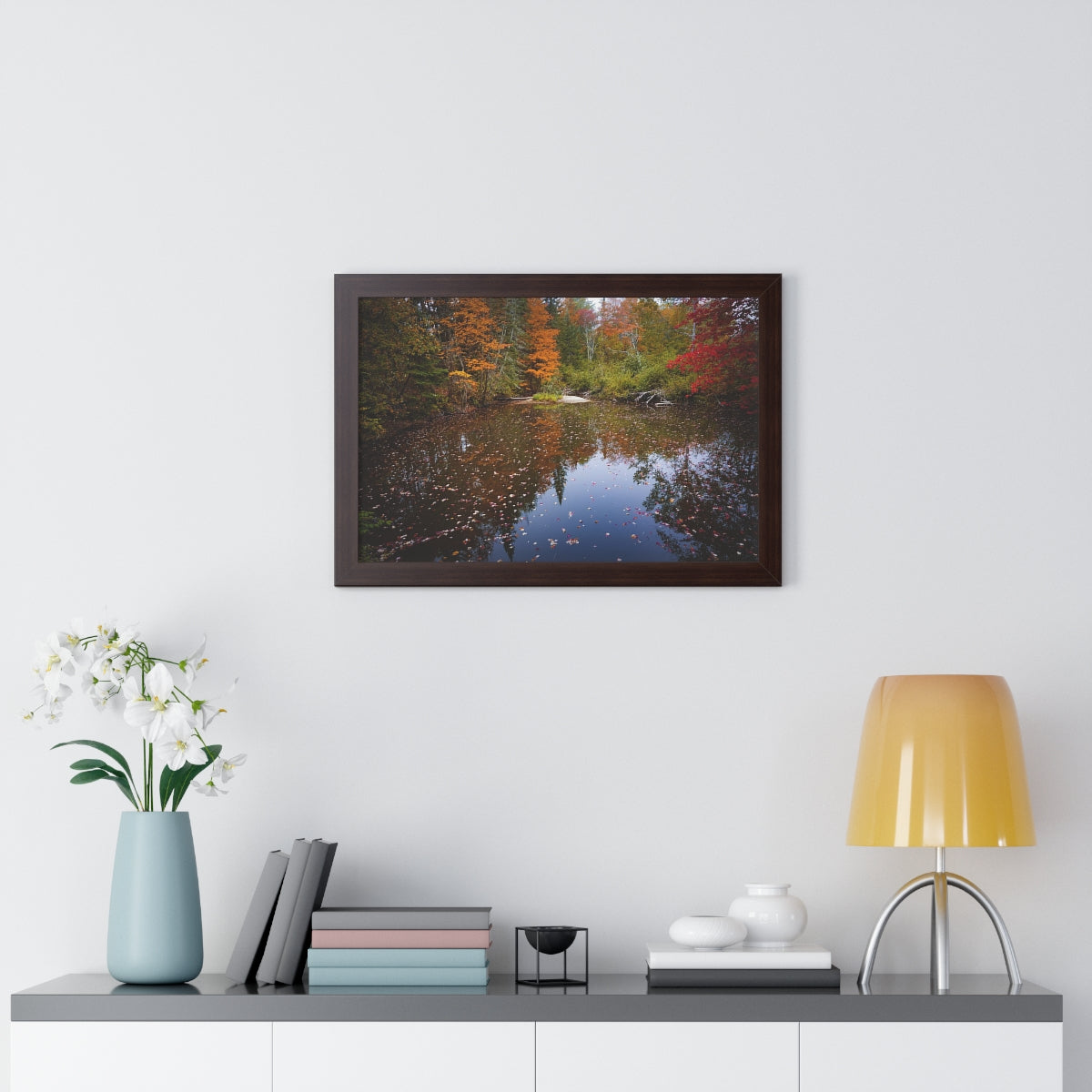 Maine Fall Foliage Waterscape Framed Matte Print