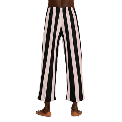 Gently Pink & Black Vertical Striped Men's Pajama Pants