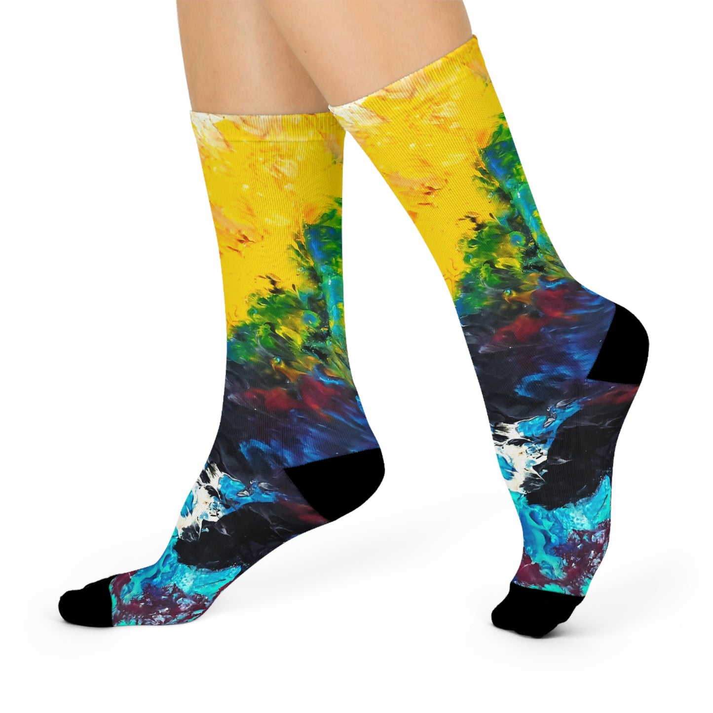 Colorful Paint Waves Crew Socks