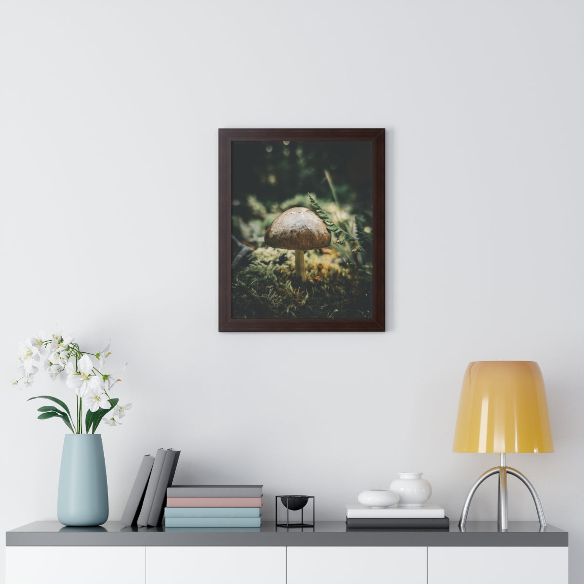 Mossy Mushroom House Framed Matte Print