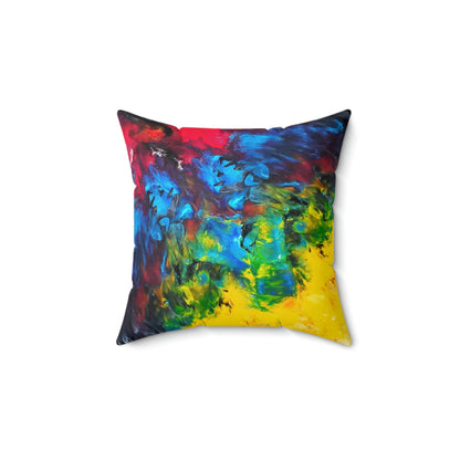 Colorful Paint Waves Faux Suede Throw Pillow