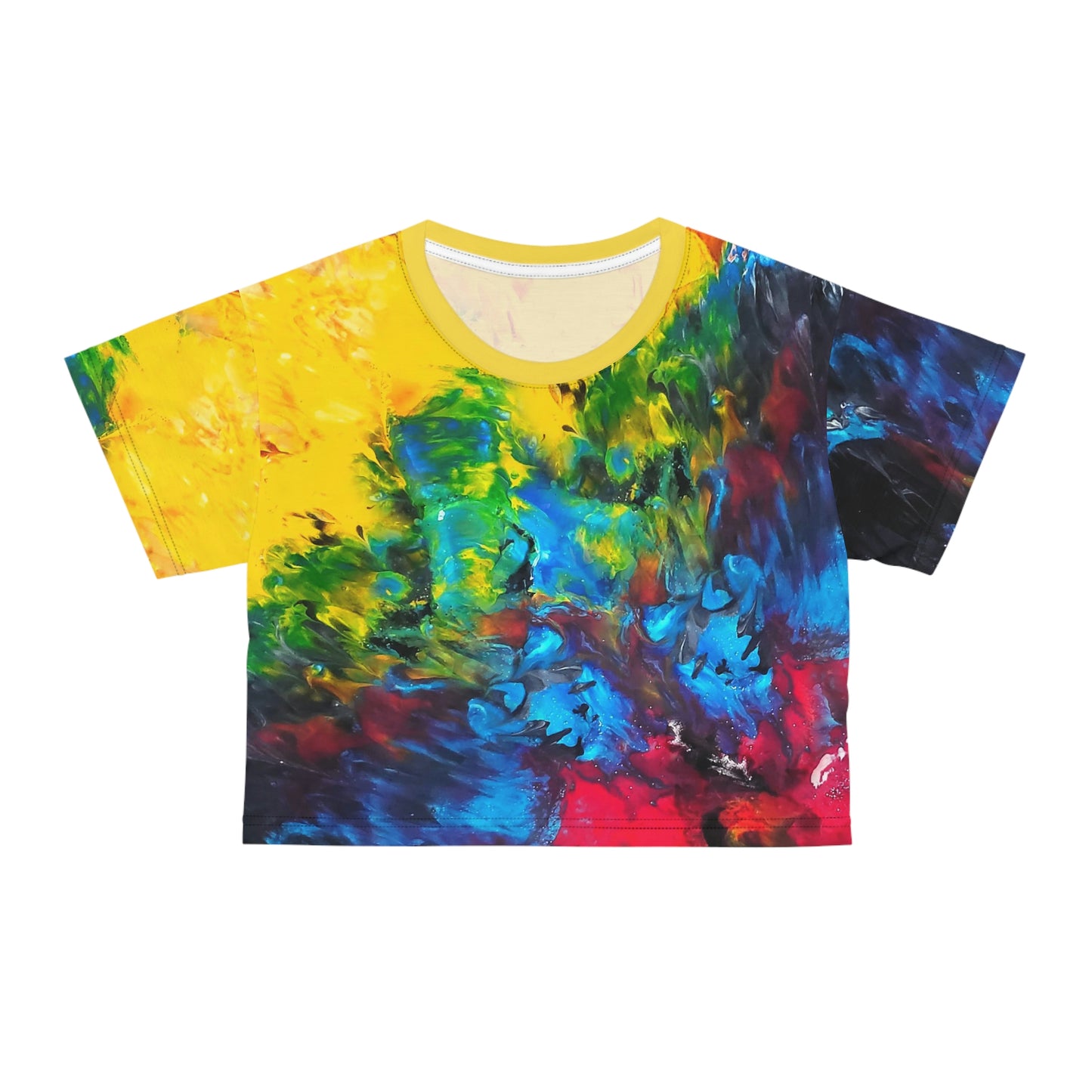 Colorful Paint Waves Cropped Tee