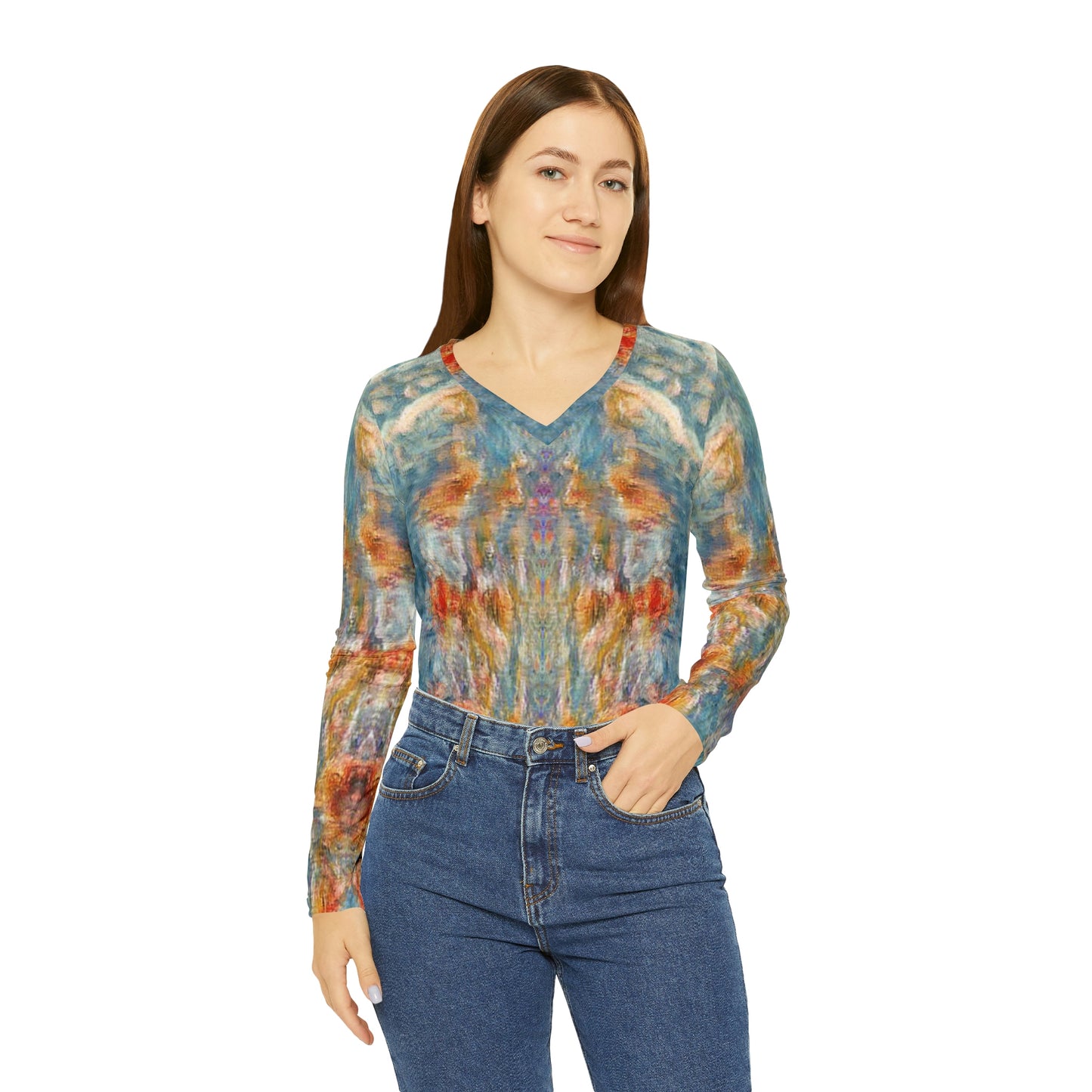 Water Spirits Women's Long Sleeve V-neck Shirt