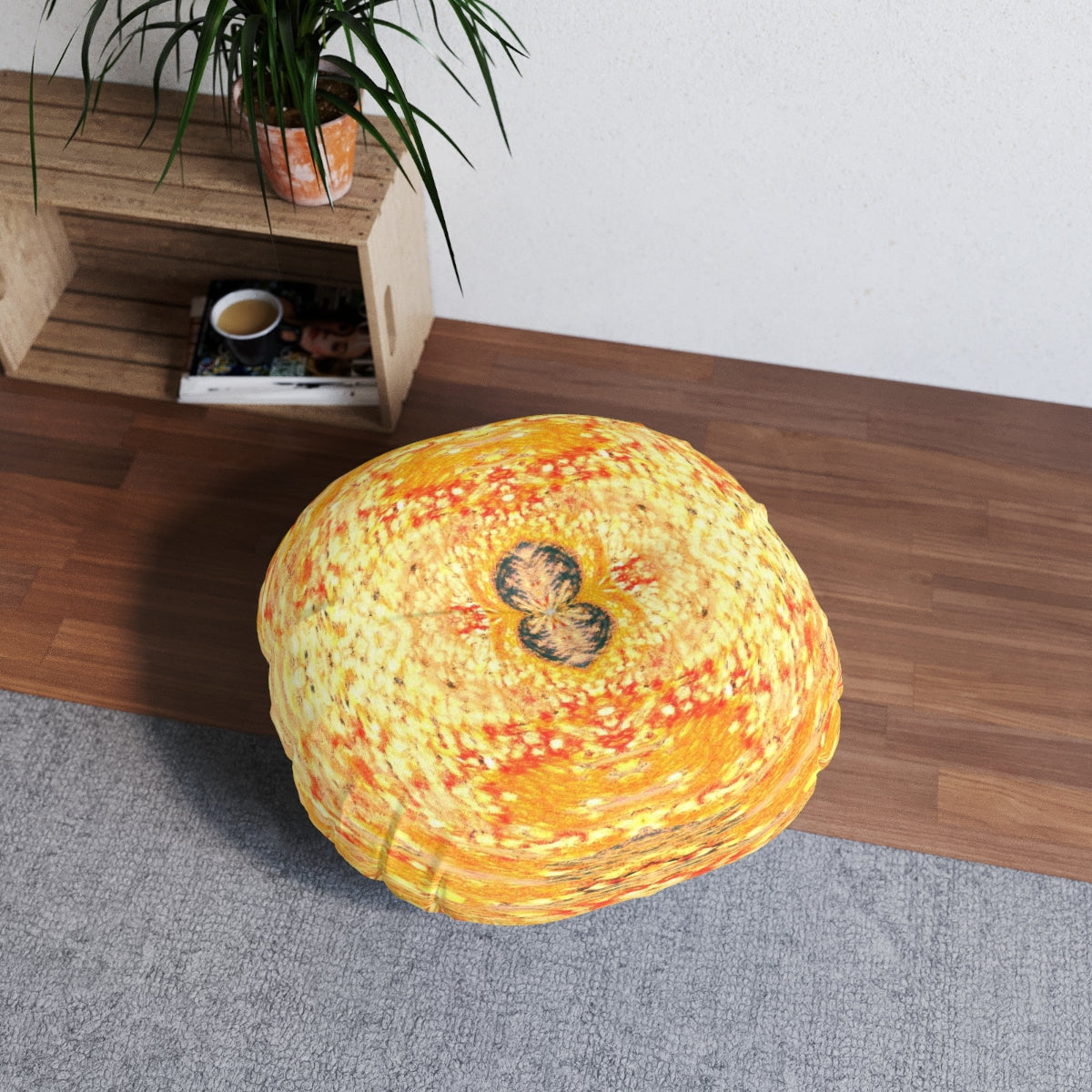 Fire Spirits Tufted Floor Pillow, Round