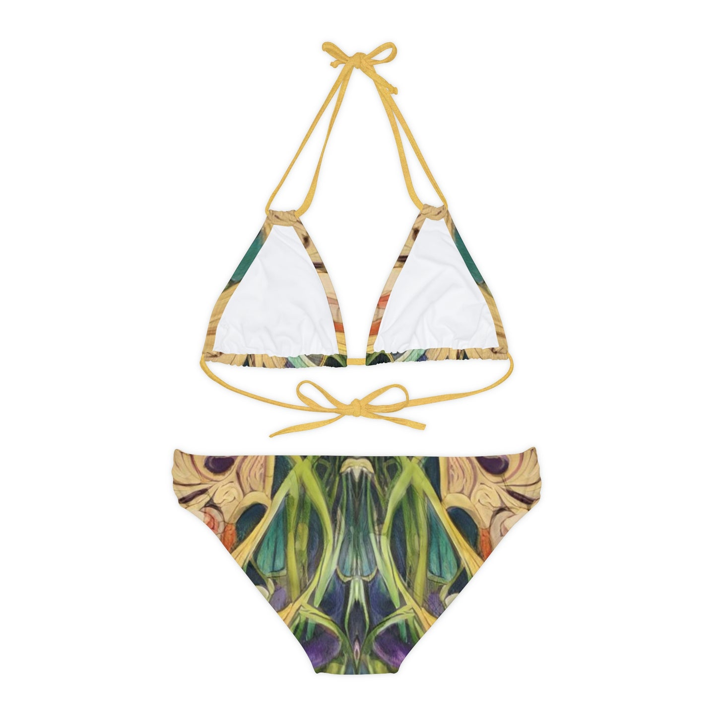 Green + Gold Art Nouveau Women's String Bikini Set