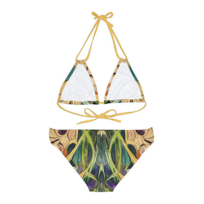 Green + Gold Art Nouveau Women's String Bikini Set